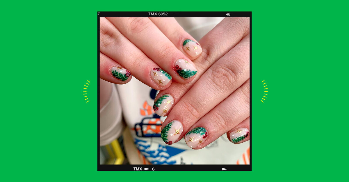 Праздничный маникюр с золотым, зеленым и красным лаком для ногтей: 10 nail-идей в благоприятных цветах для года Дракона