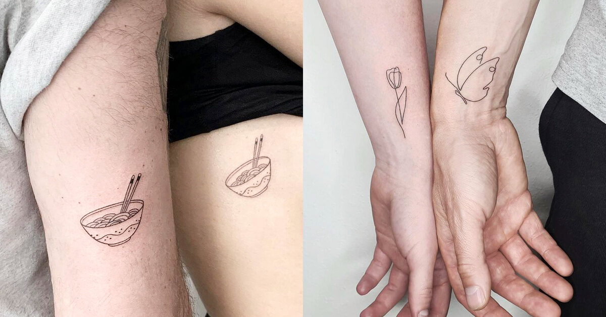 Лучшие идеи минималистичных парных тату