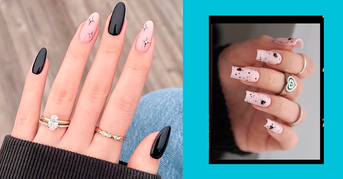 Черный маникюр: 20 фото-примеров nail-дизайна с темным лаком для ногтей, идеи для коротких и длинных ногтей разной формы, маникюр черный миндаль