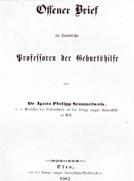 Письмо Игнаца Филиппа Земмельвейса от 1862 года